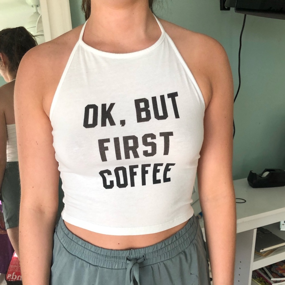 White halter with saying on front